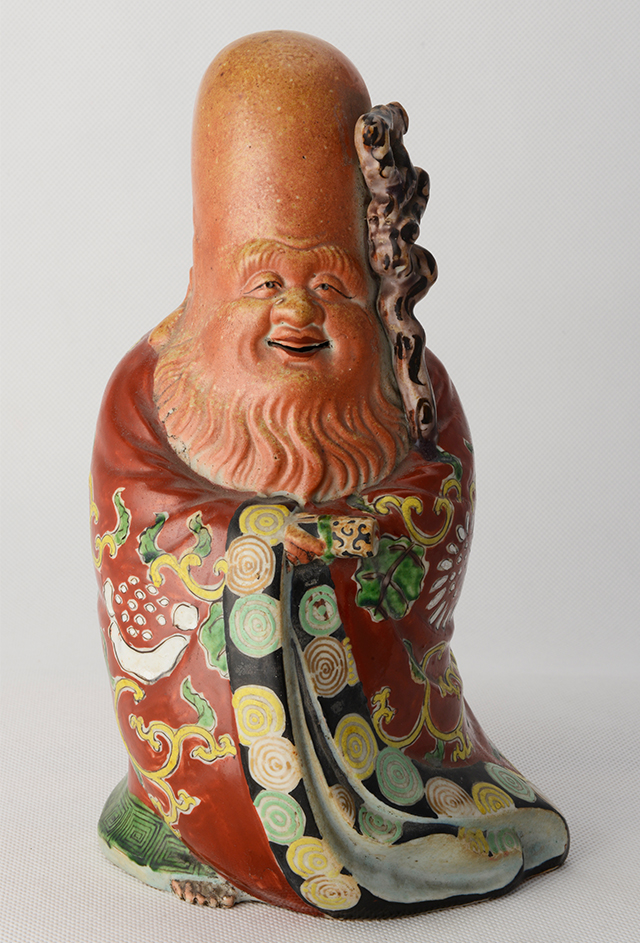 19世纪日本彩绘描金寿星立像