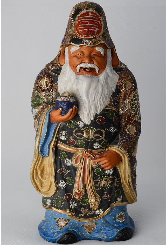 19世纪日本彩绘描金寿星立像