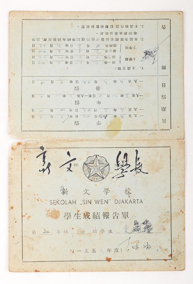 1956年袁瑞浓新文学校学生成绩报告单